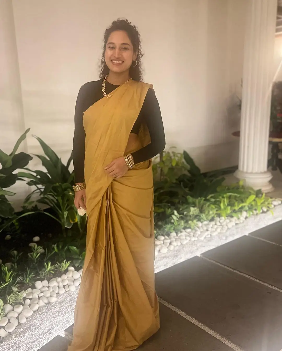 Pooja Ramachandran Stills in Yellow Saree Black Blouse